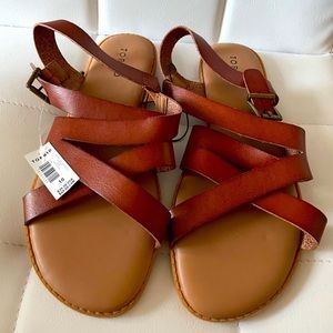 Brown Strappy Flat Sandals